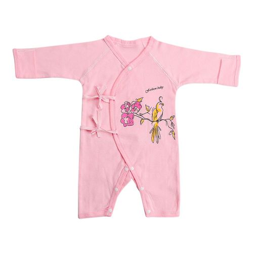 Combinaison A Manches Longues Pour Bebe Et Enfant, Couleur Unie, Avec Noud Papillon (Rose, 73 Cm)