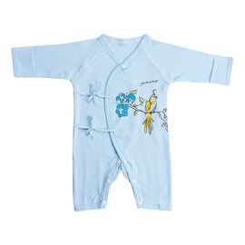 Combinaison A Manches Longues Pour Bebe Et Enfant, Couleur Unie, Avec Noud Papillon (Bleu, 73 Cm)