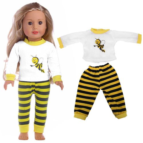 Ensemble haut et pantalon a rayures pour poupee de 18 pouces (n949)