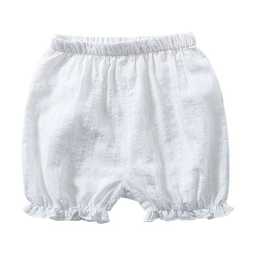 Pantalons Courts Decontractes En Coton Jacquard Pour Enfants, Mode Ete, Simple, Haute Qualite (Blanc 73)
