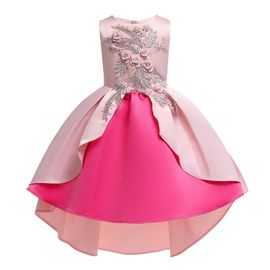 Robe De Princesse Trapeze Sans Manches Pour Petite Fille, Motif Floral Et Fausses Perles?? Costume De Fete (110)