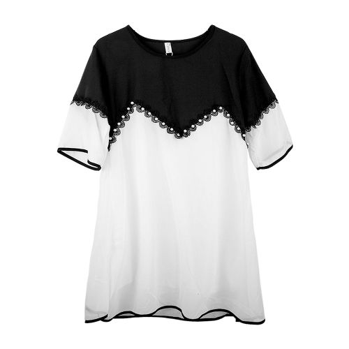 Robe De Maternite Ample A Manches Mi-Longues Et Coutures En Polyester Pour Femme (Blanc M)