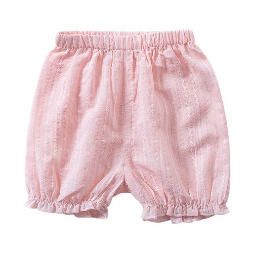 Pantalons Courts Decontractes En Coton Jacquard Pour Enfants, Mode D'ete, Simple Et De Haute Qualite (Rose 90)