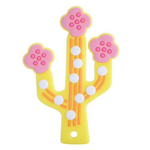Anneau De Dentition En Silicone Pour Bebe, Jouet A Macher En Forme De Plante Pour Tout-Petit (Jaune)