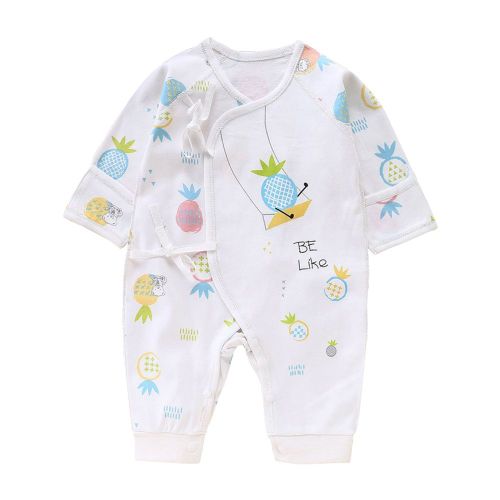 Combinaison En Coton A Manches Longues Et Bretelles Ananas Pour Nouveau-Ne De 0 A 4 Mois (Bleu, 59)