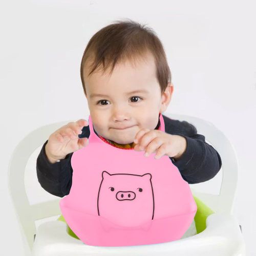 Bavoir En Silicone Pour Bebe, Impermeable, Tridimensionnel, Rose