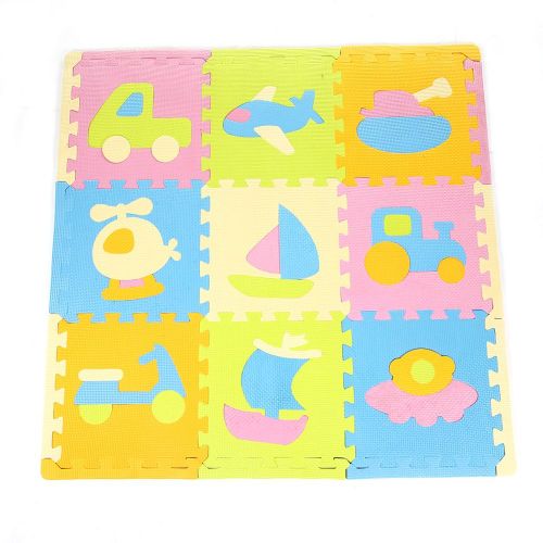 Lot De 9 Tapis De Jeu En Mousse Souple Pour Enfants, Deux Types, Pour Ramper (Vehicule)