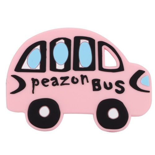 Anneau De Dentition En Silicone Souple Pour Bebe, Motif Voiture, Dessin Anime (Rose)