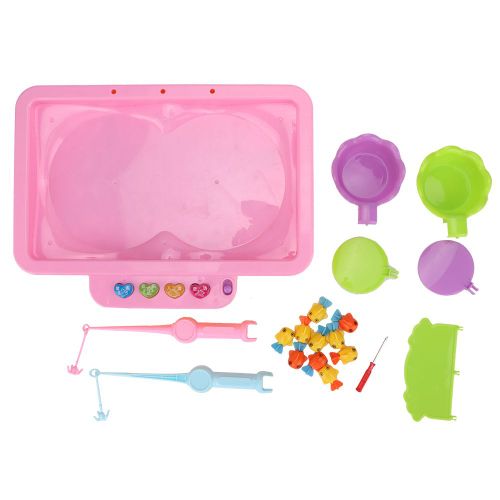 Ensemble de jouets de peche electriques avec 10 petits poissons, jouet educatif interactif pour enfants (rose)