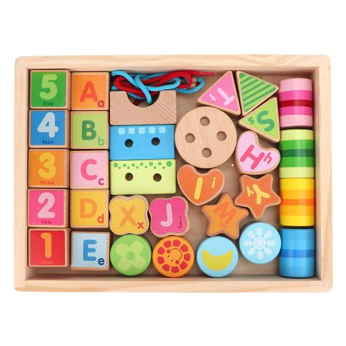 Blocs de construction en bois, perles, jouets educatifs pour enfants