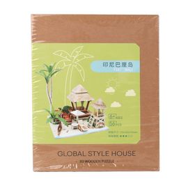 Puzzle 3D en bois fait main, style sud-est asiatique, maison de jouets (3#)