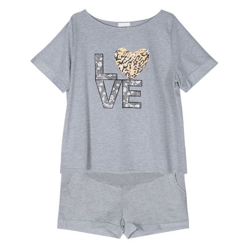 Combinaison De Maternite Ample A Manches Courtes Et Imprime Lettres Pour Femmes Enceintes (Gris Xxl)