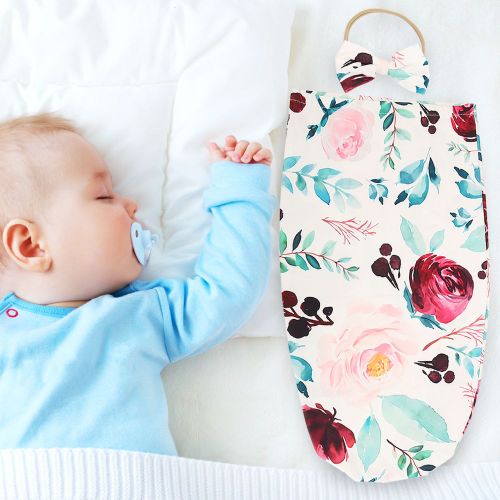 Gigoteuse Pour Bebe, Emmaillotage Pour Nouveau-Ne, Bandeau Chaud (Fleur Rose)