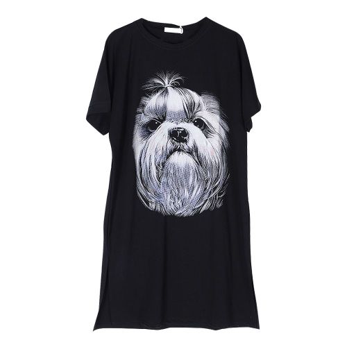 Robe De Maternite A Manches Courtes Et Col Rond Pour Femme Avec Un Joli Imprime (Noir Xxl)