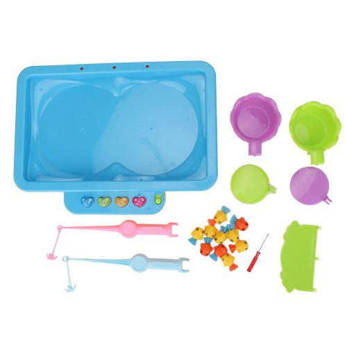 Ensemble de jouets de peche electriques avec 10 petits poissons, jouet educatif interactif pour enfants (bleu)