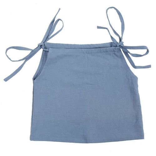 Debardeur A Bretelles Pour Fille En Melange De Coton, Couleur Unie, Vetements Pour Bebe (Bleu)