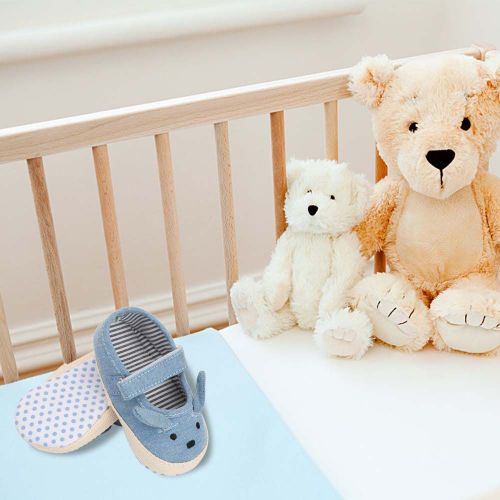 Chaussures Antiderapantes En Toile Pour Bebes Garcons Et Filles, Motif Petit Lapin, Pour Les Premiers Pas (Bleu 42)