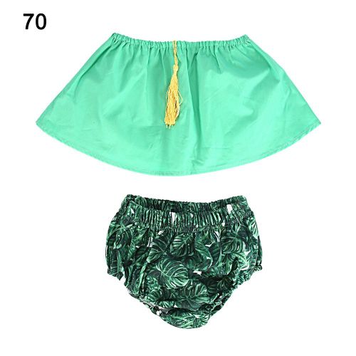 Maillot De Bain Deux Pieces Pour Bebe Fille, Imprime Feuilles, Epaules Denudees, Taille Haute (70)