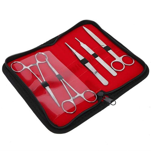 Ensemble de 5 pinces et ciseaux professionnels pour la formation chirurgicale et la suture cutanee