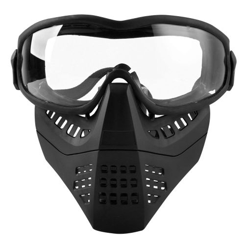 Casque De Protection Integral Amovible Avec Lunettes Pour Cs Hockey Halloween Cosplay Activites De Plein Air Fete Casque Noir Verres Transparents