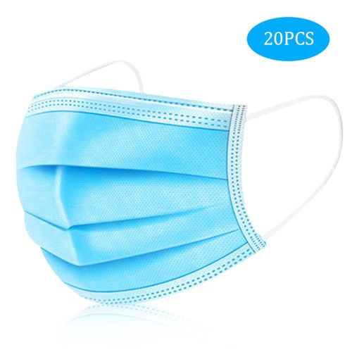 Lot De 20 Masques Buccaux Jetables A 3 Couches Avec Filtre De Protection