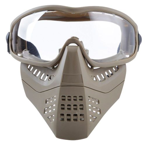 Casque De Protection Integral Amovible Avec Lunettes Pour Cs Hockey, Halloween, Cosplay, Activites De Plein Air, Fete, Casque Marron, Verres Transparents