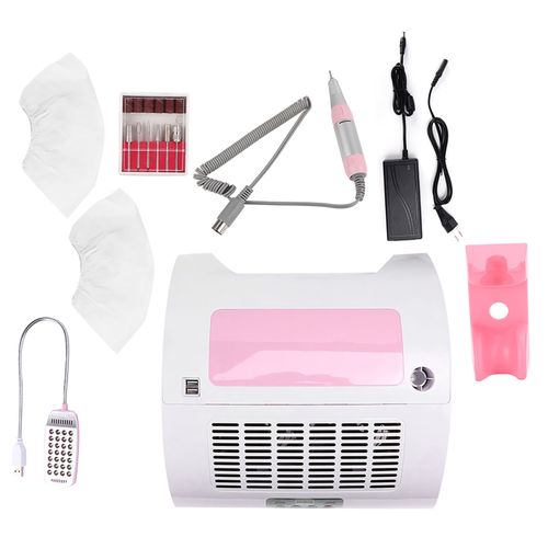 Ponceuse A Ongles Multifonction 60 W, Nettoyeur De Poussiere D'ongles, Lampe De Manucure, Repose-Mains (Prise Ue 110-240 V) 