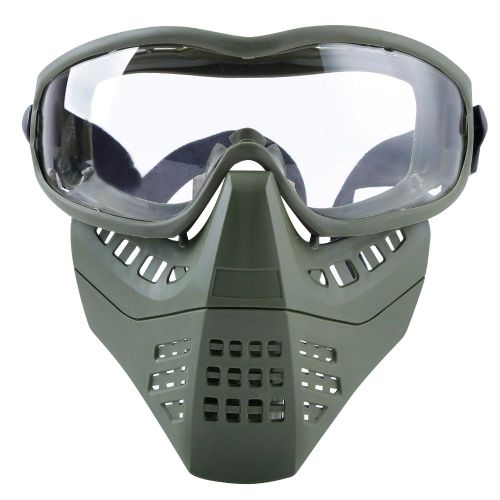 Casque De Protection Integral Amovible Avec Lunettes Pour Cs Hockey Halloween Cosplay Activites De Plein Air Fete Casque Vert Verres Transparents