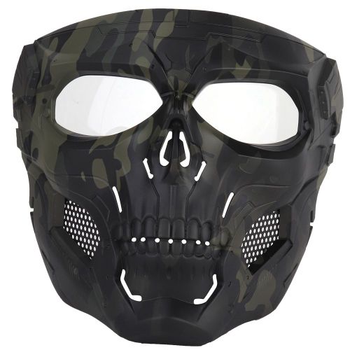 Casque Integral De Protection Des Yeux Avec Tete De Mort Pour Cs Hockey, Halloween, Cosplay, Activites De Plein Air, Fete, Noir Cp
