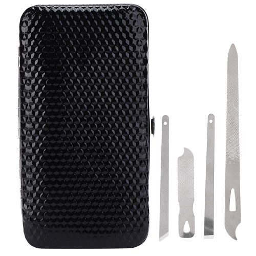 Kit De Manucure Et De Toilettage En Acier Inoxydable, 16 Pieces, Lime A Ongles, Coupe-Ongles, Cure-Oreilles, Ciseaux A Sourcils, Noir 
