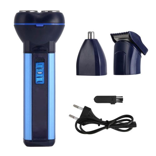 Rasoir Electrique Multifonction Pour Barbe Et Poils Du Nez, Prise Ue 220-240 V, Bleu (Bleu)