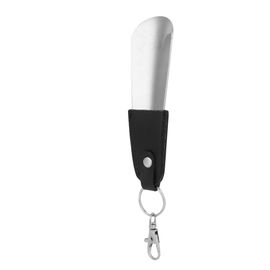 Chausse-Pied Portable En Acier Inoxydable Pour Femmes Enceintes Et Agees, Avec Porte-Cles Et Etui En Cuir Pu Noir