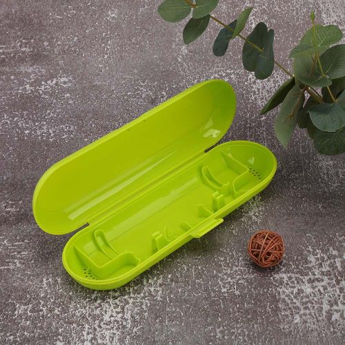Porte-brosse a dents universel, portable et de couleur unie, boite de rangement pour les voyages (vert)