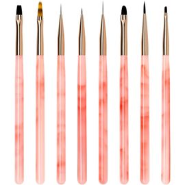 Kal-8 Pinceau Nail Art Ongles Gel Professionnel Avec Pinceau Ombre, Pinceaux Construction Uv Bout Rond Liner Fin Fleur Plat Set Pour Vernis Semi Permanent Peinture Degrader Acrylique 