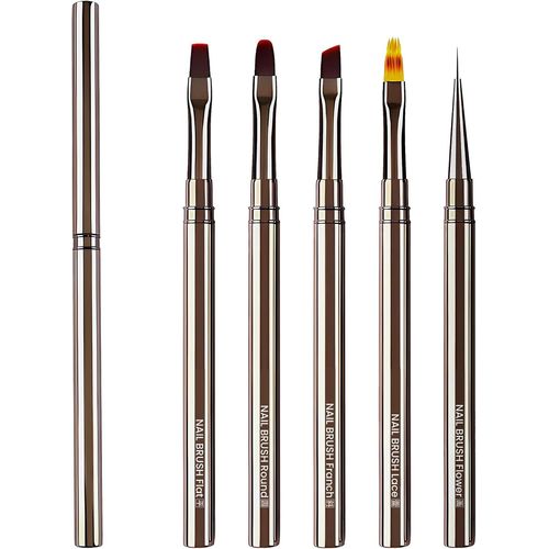 Kal-Pinceau Nail Art Ongles Gel Professionnel Avec Capuchon Pinceau Ombre, 5 Pièces Pinceaux Construction Degrader Fin Set Pour Vernis Semi Permanent Ongle Peinture Acrylique 