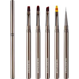 Kal-Pinceau Nail Art Ongles Gel Professionnel Avec Capuchon Pinceau Ombre, 5 Pièces Pinceaux Construction Degrader Fin Set Pour Vernis Semi Permanent Ongle Peinture Acrylique 