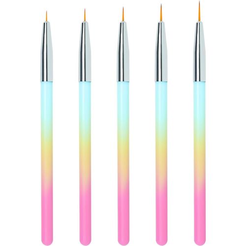 Kal-5/7/9/11/13mm Pinceau Nail Art Ongles Professionnel, 5 Pièces Pinceaux Extra Fine Ultra Fin Liner Set Pour Vernis Semi Permanent Ongle Gel Peinture Acrylique Manucure 