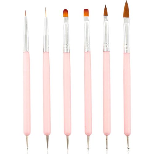 Kal-6 Pièces Pinceau Nail Art Ongles,Pinceaux En Détail Ongles,Professionnelle Double Extrémité Nail Art Dotting Pen,Outils De Manucure Pour Salon Diy À La Maison Fem(Rose¿ 