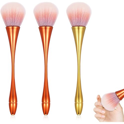 Kal-Lot De 3 Brosses À Poussière Pour Ongles - Grand Pinceau De Maquillage - Brosse De Nettoyage - Pinceau De Nettoyage - Pinceau De Manucure - Outils De Coupe Pour Nettoyer La Poussière - Poudre