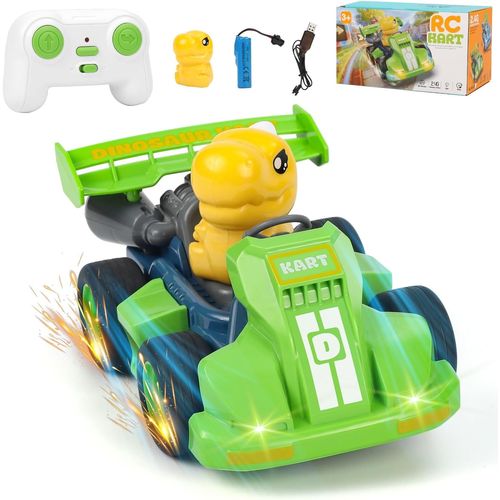 KAL-Voiture Télécommandée Enfant De 2 À 8 Ans, Voiture Dinosaure De Dessin Animé Pour Enfants Avec Musique Et Jouet Lumineux, Mini Voiture Télécommandée Oui 2 3 4 5 6 7 8 Ans Garçon Fille Cadeau