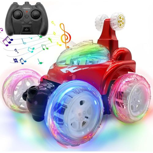 Kal-Rc Voiture Telecommandé Tout Terrain, Chargement Usb 360°Rotation Stunt Car Offroad Rc Véhicule Avec Led, Noël Anniversaire Cadeaux Pour Adulte Enfants Filles Garçons(Batterie Incluse)