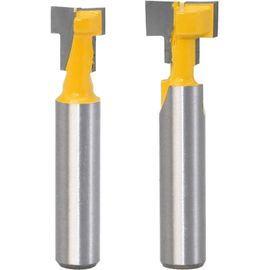 KAL-2Pcs 8Mm Queue T-Slot Routeur Bit Set Coupe De Bois T-Slot Fraises À Rainurer En T À Bois Pour 9.52Mm Et 12.7Mm Boulon Hexagonal Jaune