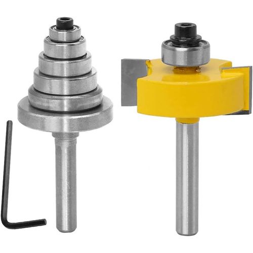 KAL-6.35Mm Tige Fraise De Défonceuse À Feuillure Routeur Bit Avec 6 Roulements Pour Plusieurs Profondeurs 28,6Mm, 22,2Mm, 19,05Mm, 15,9 Mm, 12,7Mm, 9,52Mm Outil De Menuiserie
