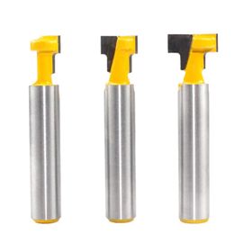 KAL-3 Pcs T-Track Routeur À Rainure,Fraise À Rainure En T Queue ,Fraise En Rainure En T,8Mm T-Track Routeur À Rainure En T Forme Routeur Bits, Pour Outils Électriques