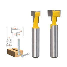KAL-T-Slot Carbure De Ciment,8Mm Tige De Coupe Set, Bois Cutter Cutter Cutter Fraiseuse Vertical T-Slot,Fraise Rainure Routeur Bit Set