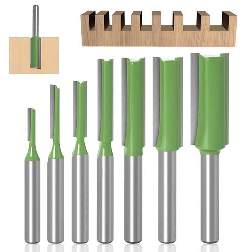 KAL-7 Pcs Mèche De Routeur Simple, Fraise À Bois Routeur À Coupe, Fraise Droite Defonceuse, Pour Bois Carbure De Tungstène Outil De Travail Du Bois Pour La Coupe Du Bois, Le Travail Du Bois À La Mais