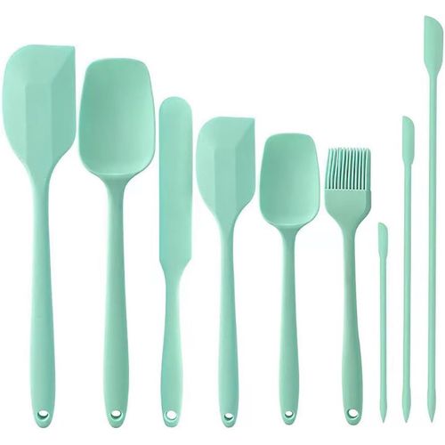 Kal-9pcs Spatules En Silicone, Spatules À Gâteau, Cuisine En Silicone Spatule, Mélange De Cuisson Résistant À La Chaleur, Antiadhésif, Pour Cuisiner Et Cuisiner (Green Light)