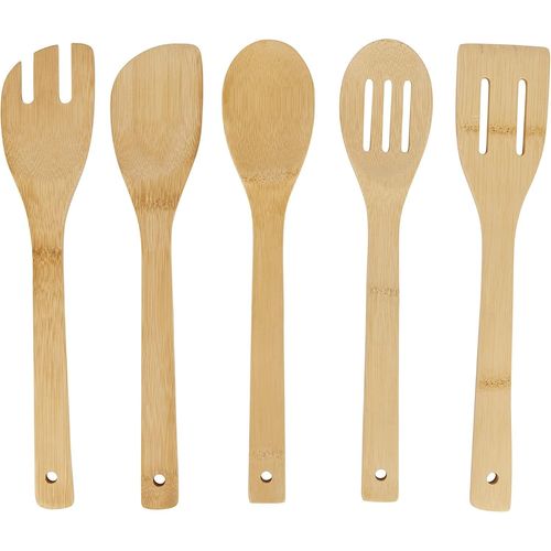 Kal-Natural Elements Set D'ustensiles De Cuisine En Bambou, Compatibles Avec Les Plats Antiadhésifs, 5 Pièces