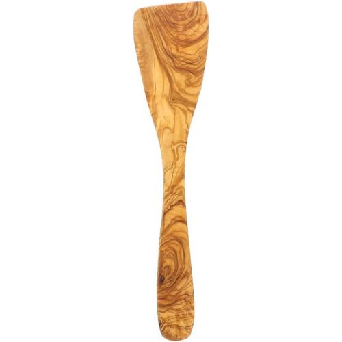 Kal-Hoffmeister® Spatule À Tête Incurvée Et Grain Typique De Bois D'olivier Fabriqué À La Main Dans Une Entreprise Familiale 30 Cm