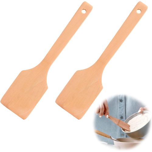 Kal-2 Spatules De 28,5 Cm, Un Produit Naturel En Bois De Hêtre, Spatule Cuisine Patisserie, Spatule Bois, Ustensiles En Bois, Ustensiles À Patisserie Alimentaire Pour Cuisson Et Mélange